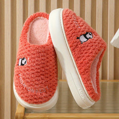 Women's Embroidered Animal Slippers Non-slip Fluffy Indoor Shoes
