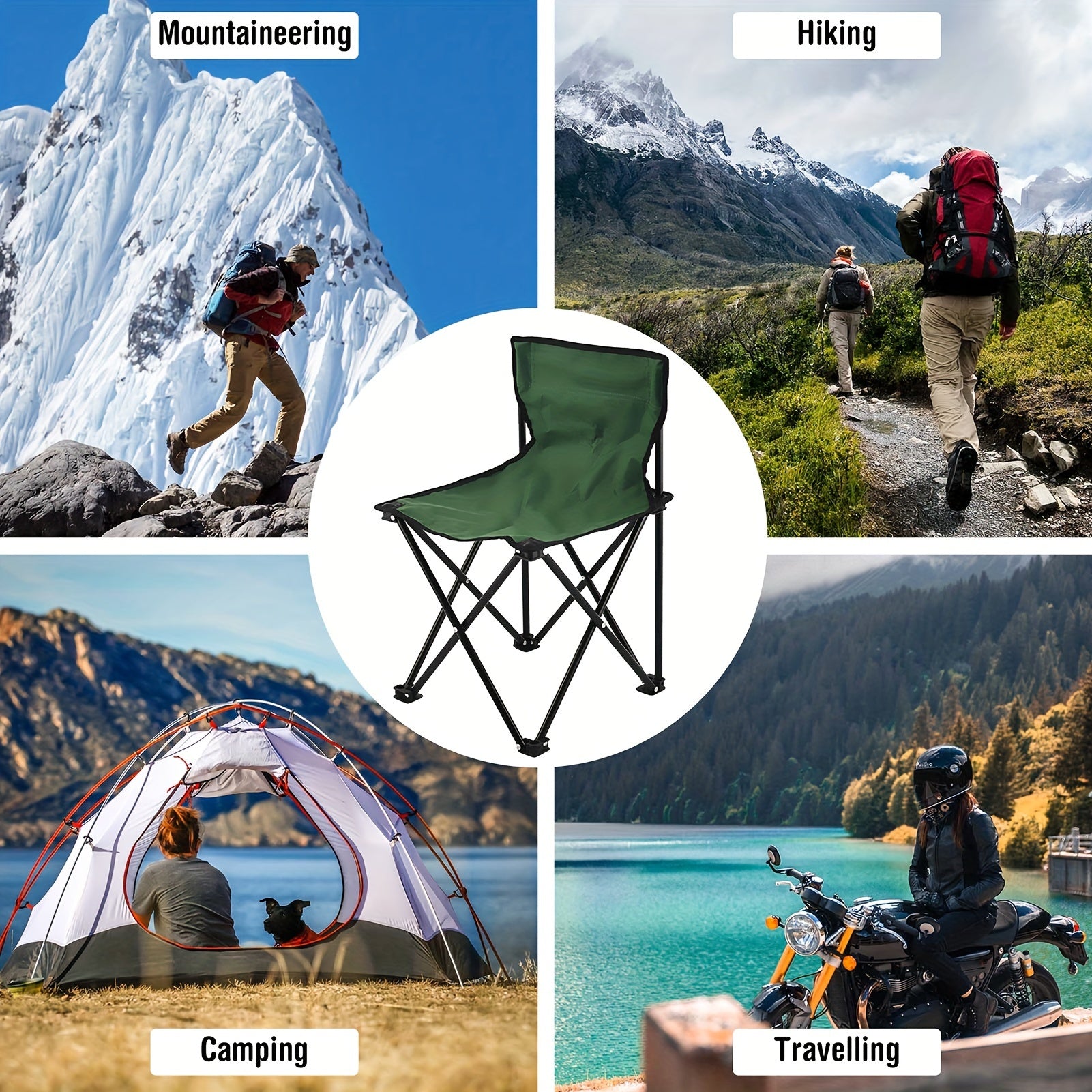 Portable Folding Chair With Backrest for Outdoor Travel Camping