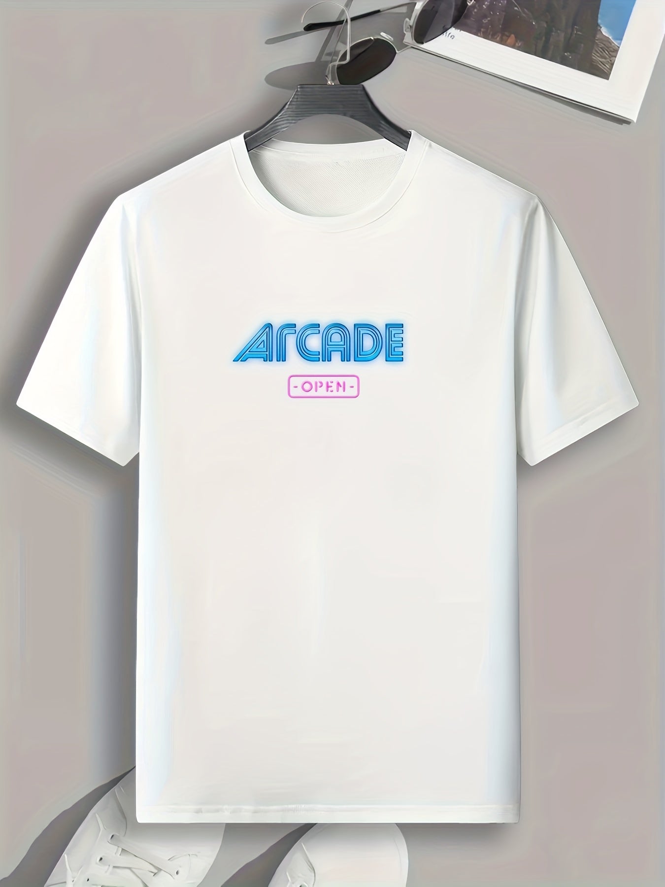 ARCADE Pattern Print Men's Comfy Sports T shirt Graphic Tee
