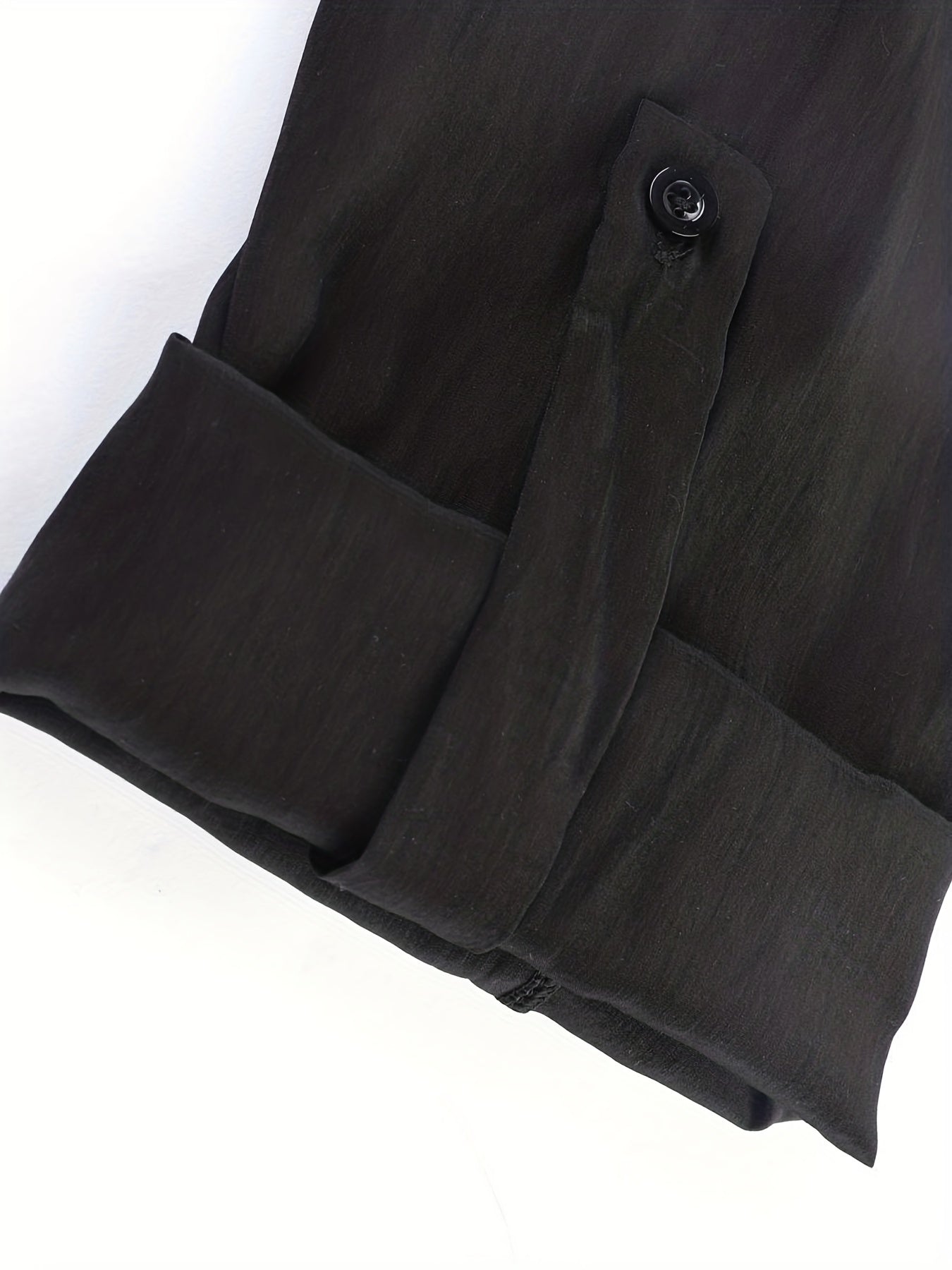  Basic Blouse Women's Plus Solid Button Up Roll Up Sleeve