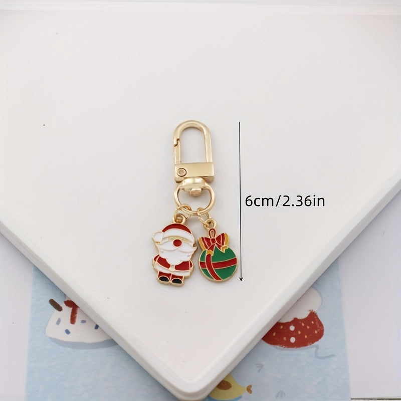 Christmas Elk Santa Keychain Car Pendant Gift Zipper Bag Ornament Key Chain