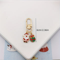 Christmas Elk Santa Keychain Car Pendant Gift Zipper Bag Ornament Key Chain