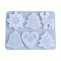 Christmas Pendant Silicone Mold Set Snowflake Elk Reindeer Keychain DIY