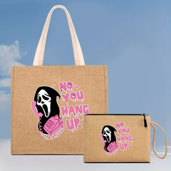 Cartoon Ghost & Letter Pattern Tote Bag Halloween Shoulder Bag