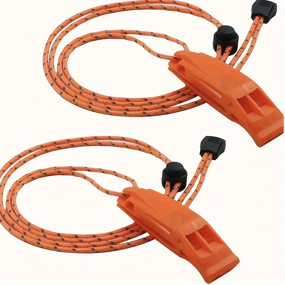 2pcs Emergency Whistle With Lanyard Safety Survival Whistle For Camping Hiking