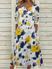  Women's Floral Print Long Sleeve Casual Dress