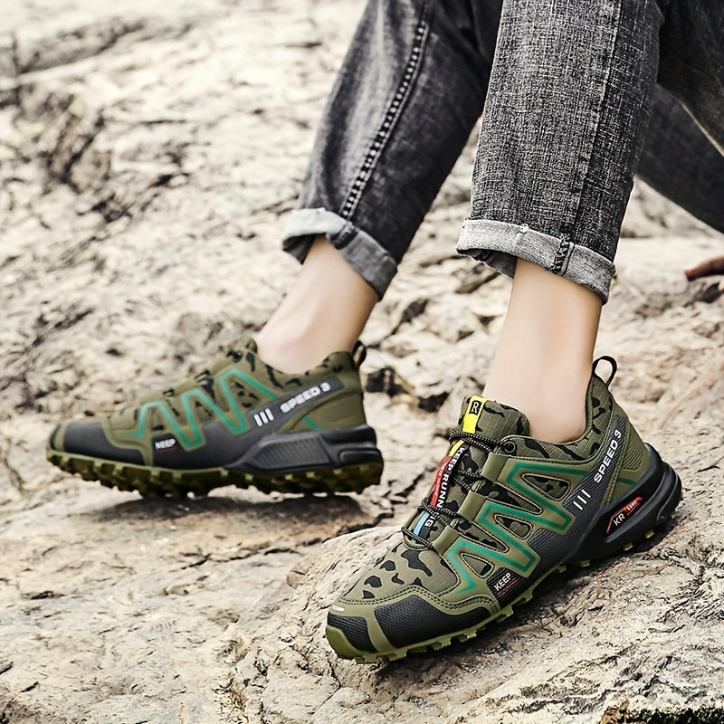 Men's Camo Hiking Sneakers Wear Resistant Non Slip Outdoor Shoes