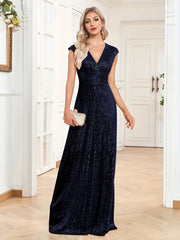 Sequined V Neck Maxi Dress for Cocktail Party
