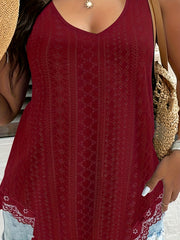  Embroidered Lace Trim Tank Top