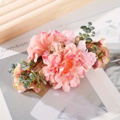 Flower Hair Claw Clip Leaf Decor Bridal Ponytail Holder