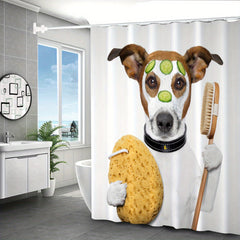 Funny Dog Pattern Shower Curtain Waterproof Mildew Proof Bath Curtain