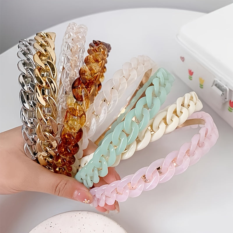 Resin Chain Hairband for Women Twisted Hair Chain Headband