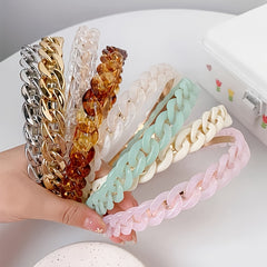 Resin Chain Hairband for Women Twisted Hair Chain Headband