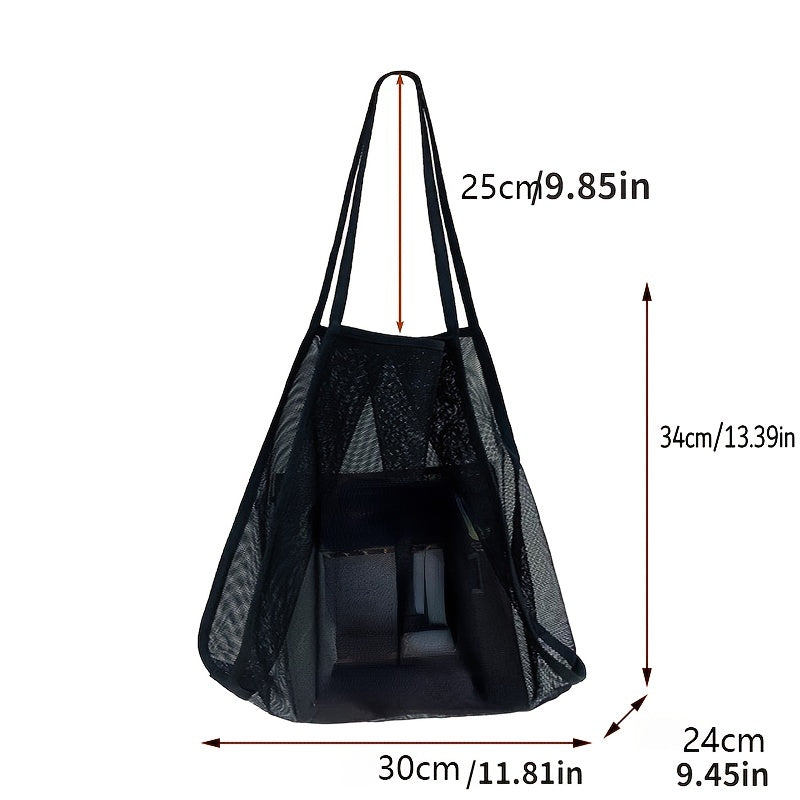 Summer Mesh Beach Bag Foldable Hollow Out Tote Bag Lightweight