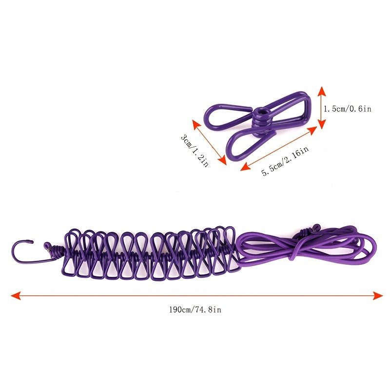 Portable Travel Clothesline with 12 Clothespins
