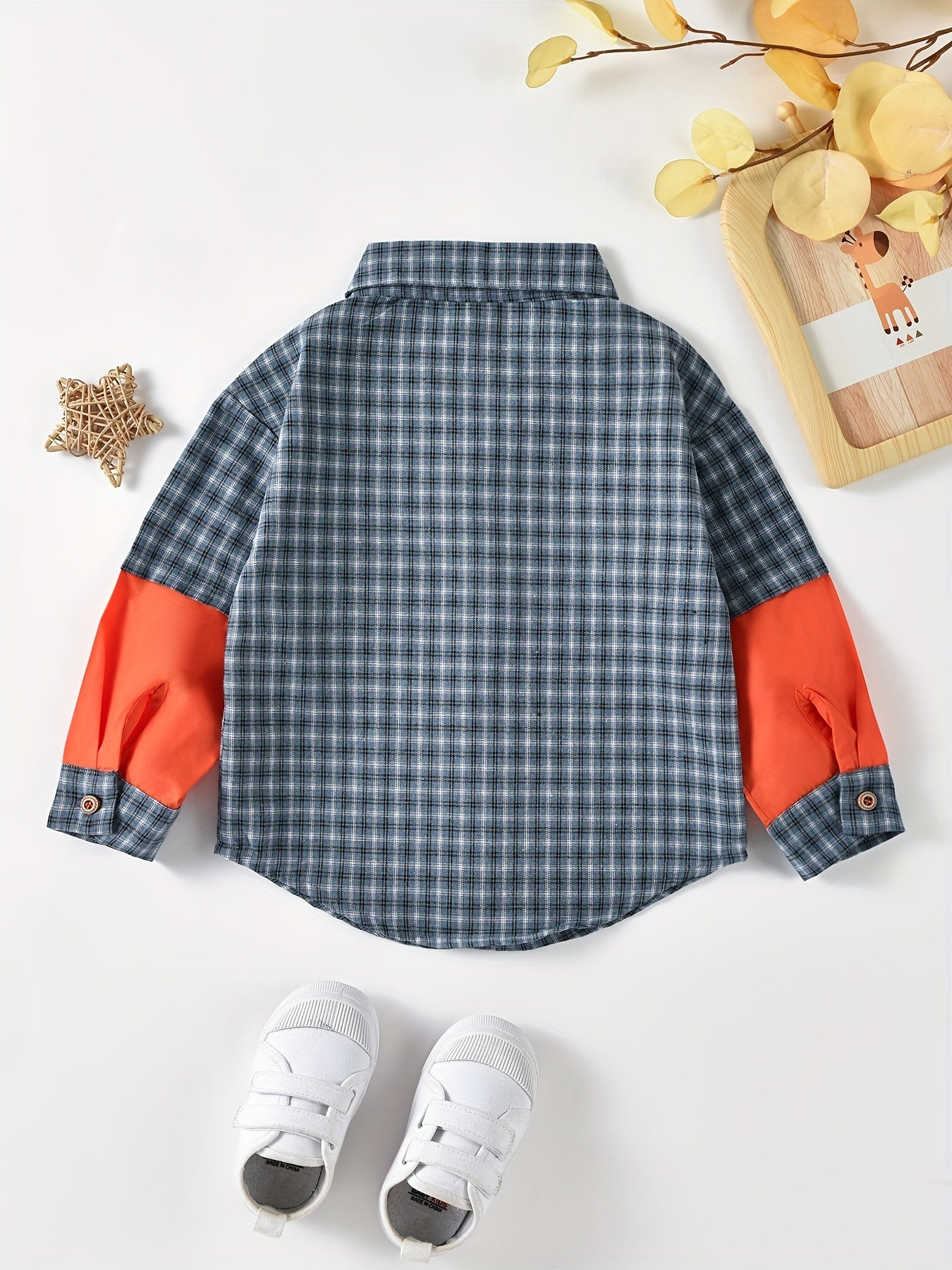Boys Block Plaid Button Down Jacket Shirt, 3-10 Years Old