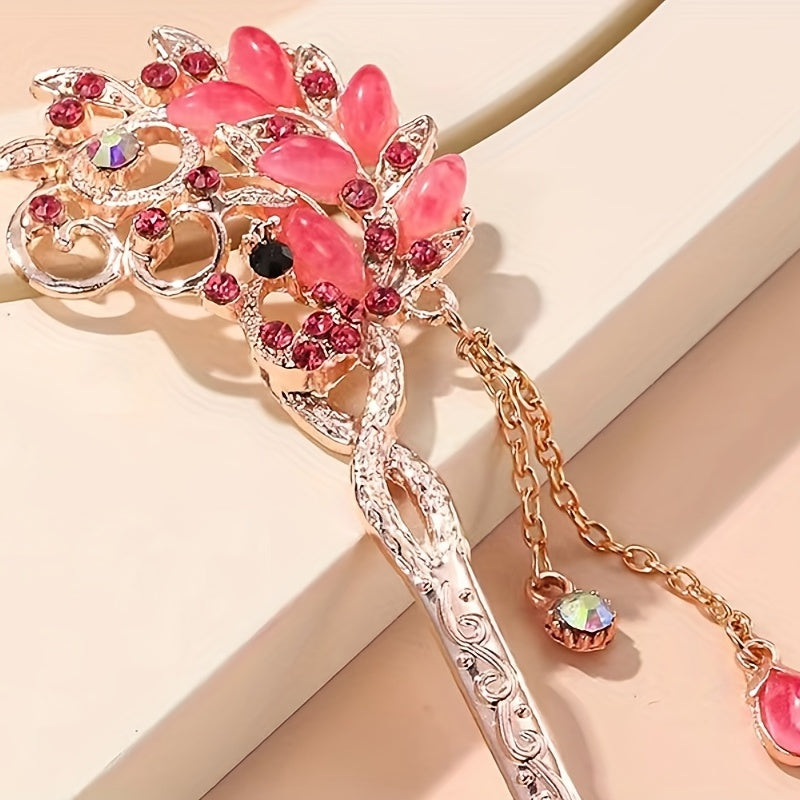 Rhinestone Flower Hairpin Hair Stick Ponytail Holder Hair Accessories