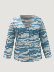 Striped Colorblock Roll-Up Sleeve Blouse