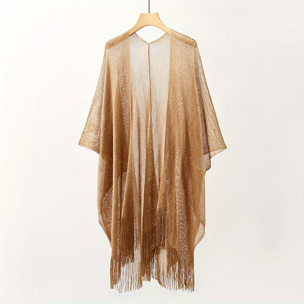 Mesh Bikini Cover Up Tassel Shawl Beach Blouse