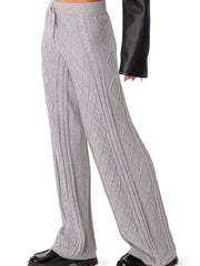  Street Style Sweater Pants Elastic Drawstring High Rise