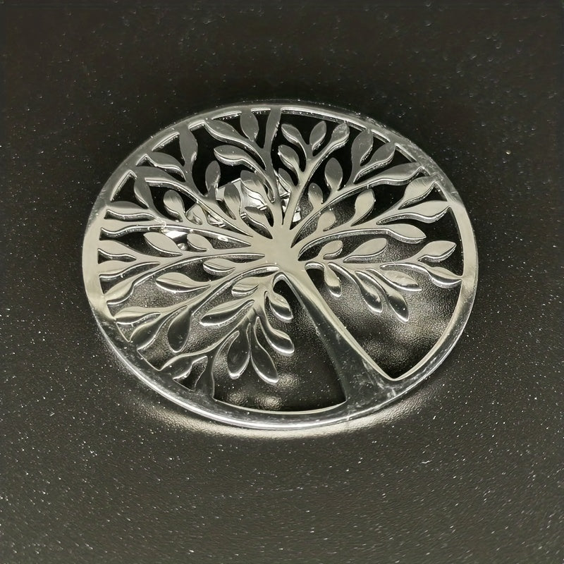 Stainless Steel Hollow Chrysanthemum Tree Of Life Brooch