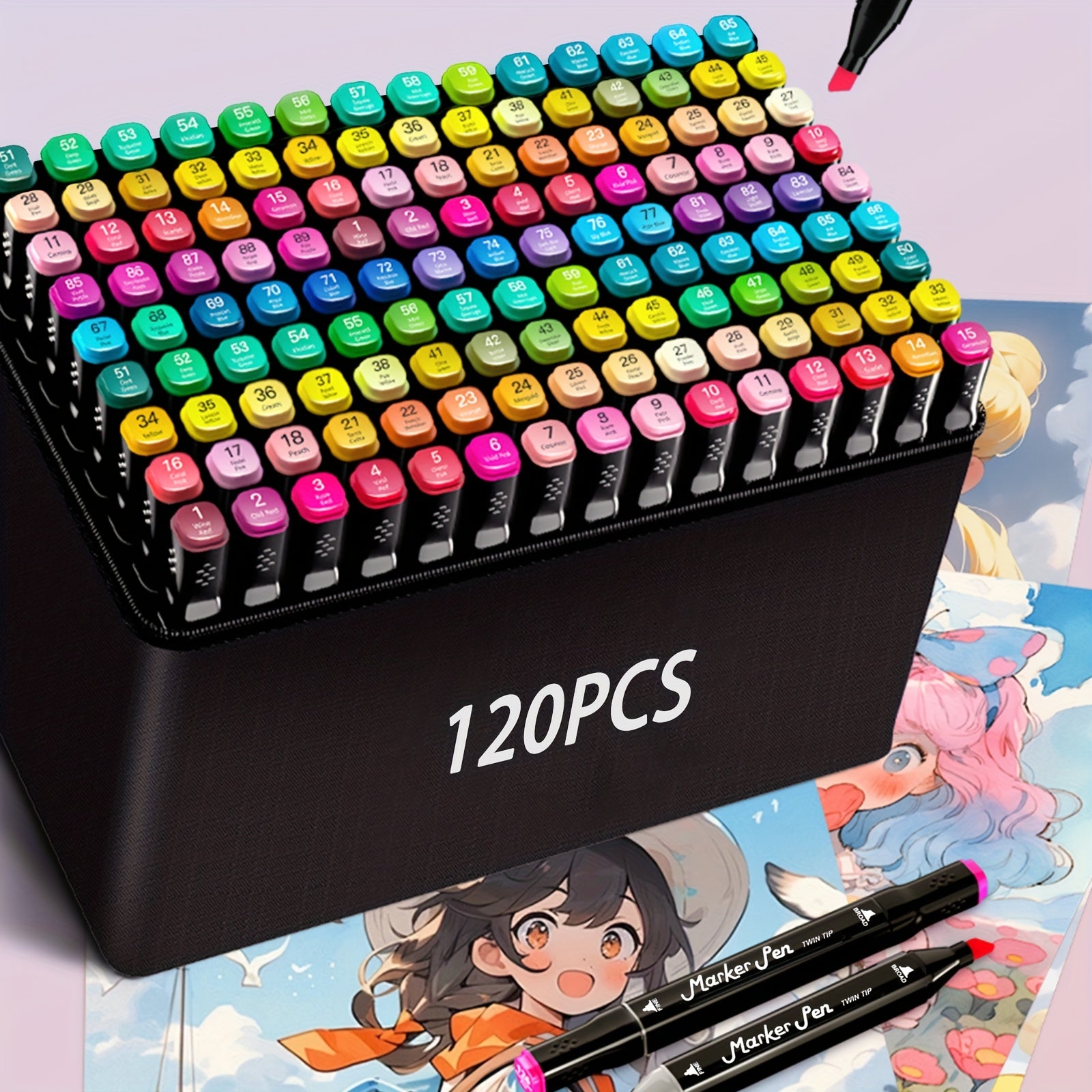 120 Dual Tip Alcohol Markers Set for Vibrant Colouring