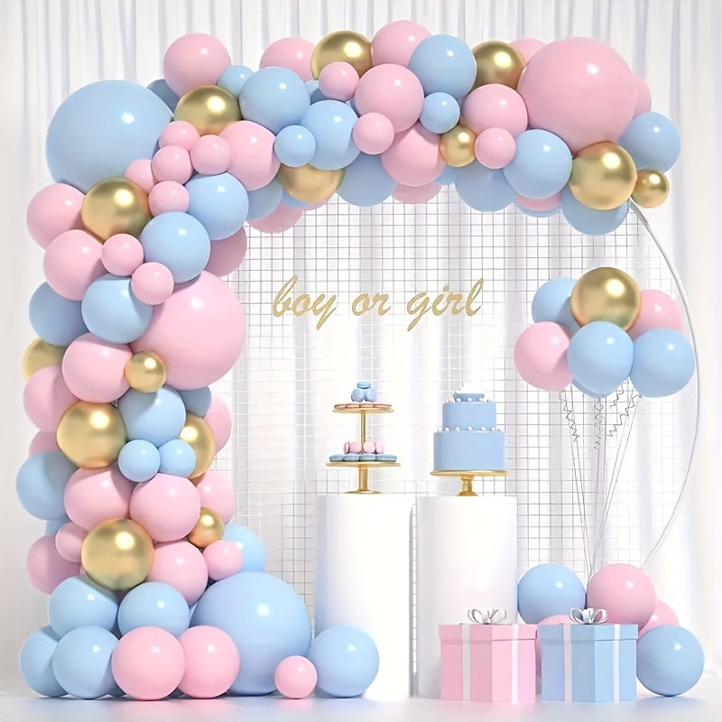142pcs Gender Reveal Balloon Arch Kit Pink Metal Balloons Party Supplies