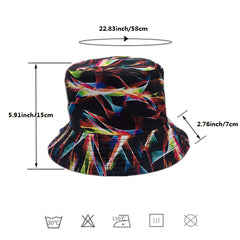 Colorful Aurora Print Bucket Hat Cotton Reversible Basin Hat