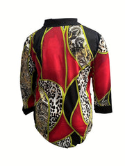  Leopard & Paisley Print Button Up Blouse