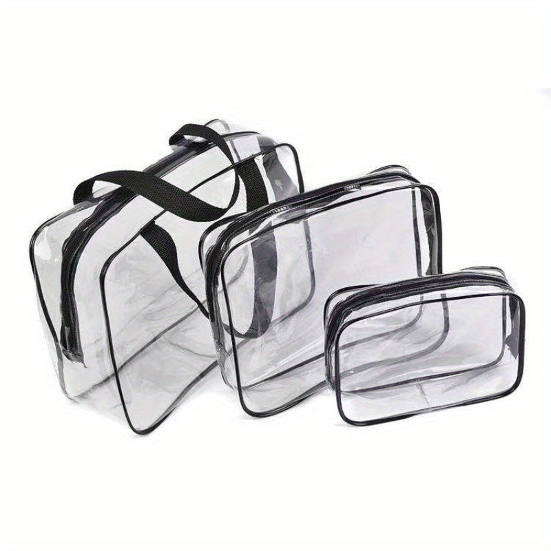 3pcs PVC Transparent Cosmetic Bag Travel Storage Bag Set