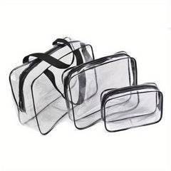 3pcs PVC Transparent Cosmetic Bag Travel Storage Bag Set