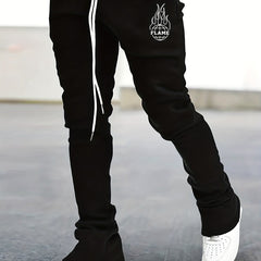 Men's Globe Pattern Flared Trousers Hip Hop Style Joggers