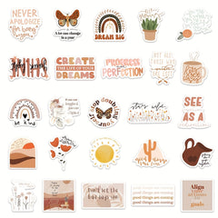 50pcs Bohemian Motivational Stickers for Notebooks Water Bottles & More