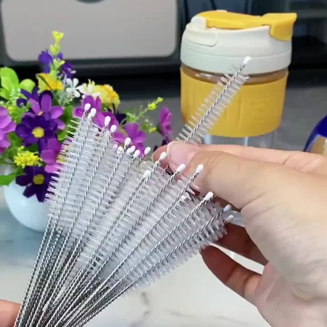 6pcs Stainless Steel Handle Straw Cleaner Brush Set