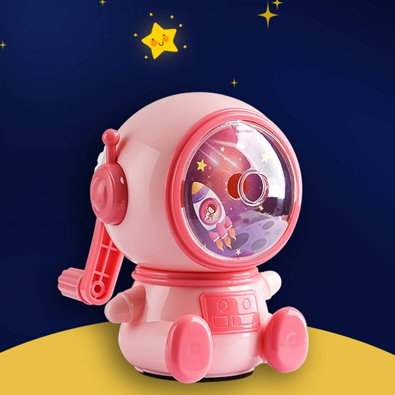 Astronaut Cartoon Pencil Sharpener Hand Crank Manual Sharpener
