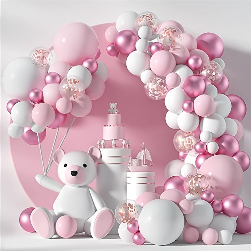 Pink Balloons Arch Wreath Set for Baby Girl Shower Decor
