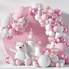 Pink Balloons Arch Wreath Set for Baby Girl Shower Decor