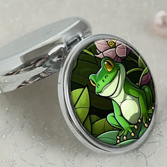 Frog Round Pill Box 3 Compartment Mini Portable Travel Organizer Pill Case