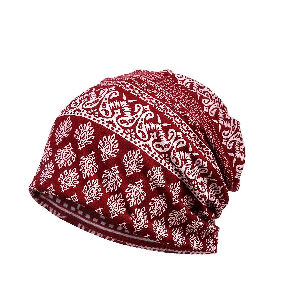 Paisley Print Double Layer Cotton Beanie Cap