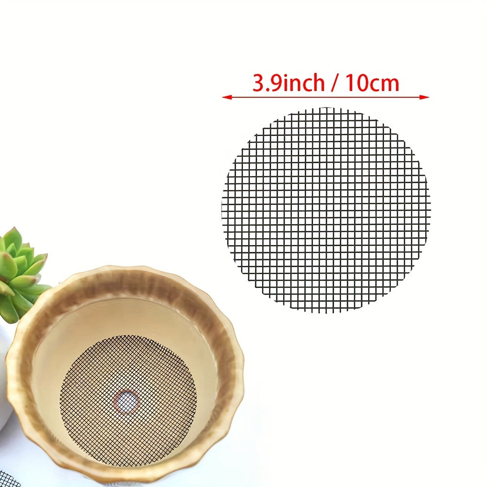 50pcs Flower Pot Hole Mesh Pad Round Drainage Hole Screens Prevent Soil Loss