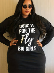  Slogan Print Long Sleeve Stretch Dress