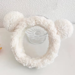 Bear Ear Headband Plush Elastic Hairband for Spa Use