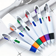 6pcs Mountaineering Buckle Four Ball Pen Portable Fat Pocket Pen Gift