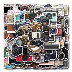 55 Camera Themed PVC Stickers for Scrapbooking Laptops Water Bottles