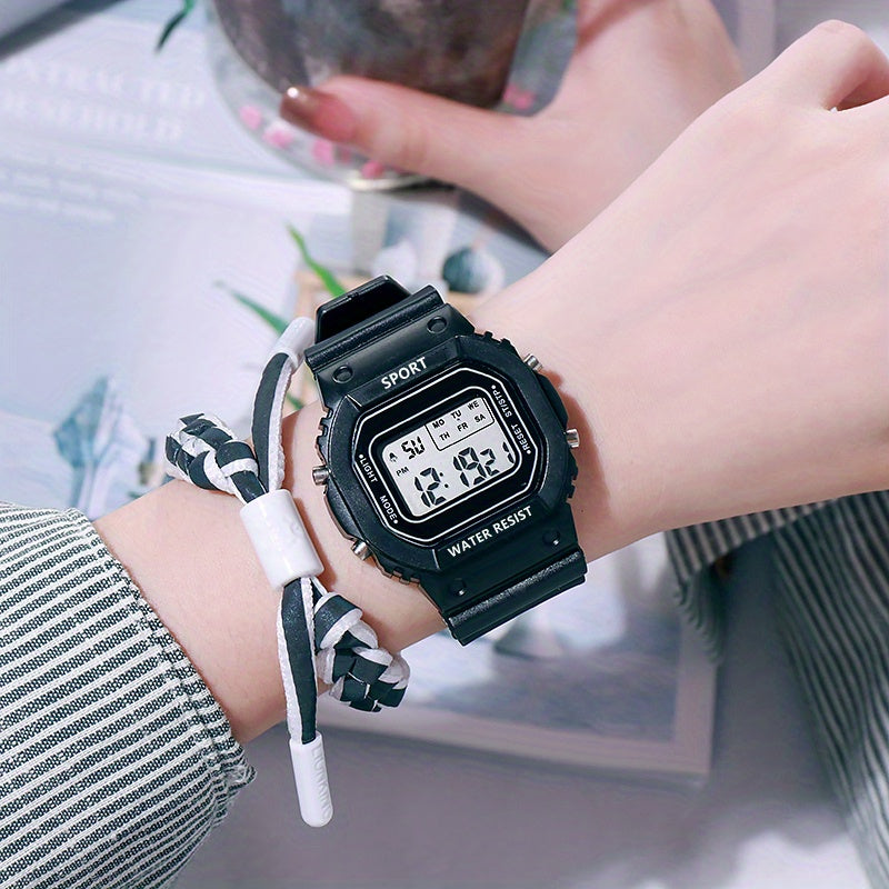 Multifunctional Small Square Electronic Watch Teenager Outdoor Sports