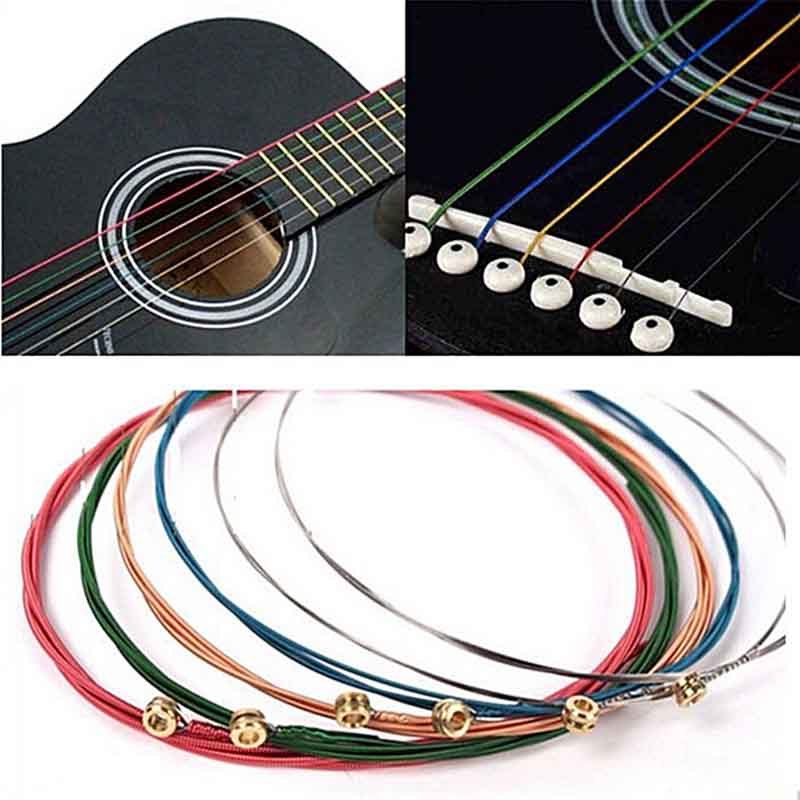 6 Pack Colorful Copper Steel Strings for Acoustic Guitar