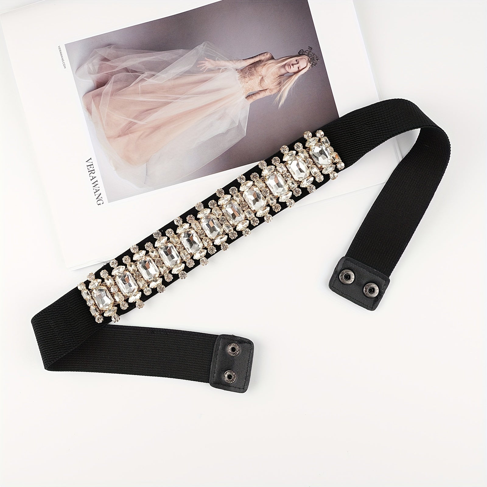 Crystal Elastic Wide Belt for Women Bohemian Girdle Dress Waistband