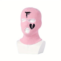 Embroidered Knitted Ski Mask Balaclava Hat