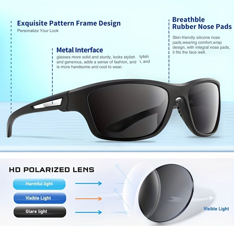Men's Polarized Sports Sunglasses UV400 Protection for Outdoor Activities