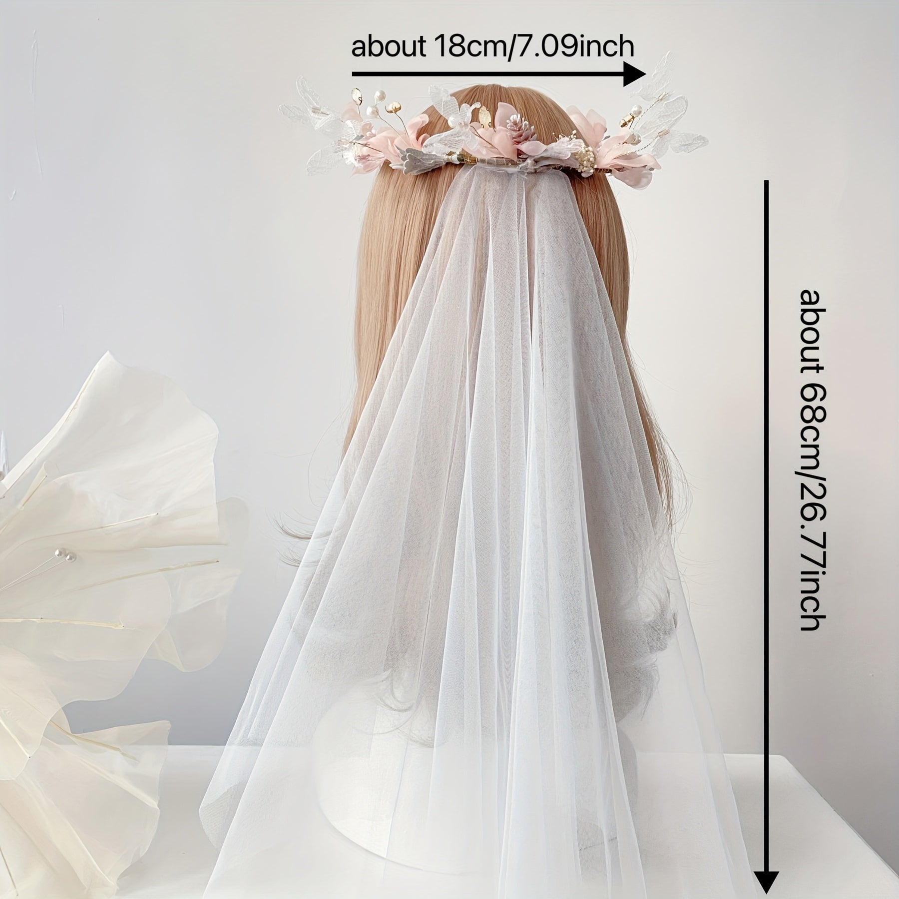 Romantic Bridal Veil with Double Layer Tulle & Butterfly Accents